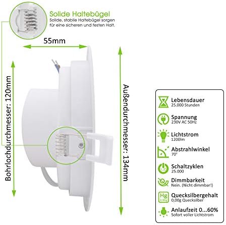 9x Evolution LED Einbaustrahler 12W 1200lm IP44 Strahler ...