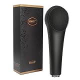 Facial Cleansing Brush Silicone, Face Brush for Men, Powerful Cleansing System, Blackhead Remover Waterproof Face Wash Massager with Holder (black)