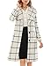 Allegra K Women's Turn Down Collar Seam Pockets Button Warm Checks Coat X-Small White