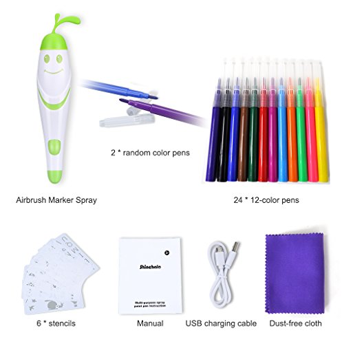 image for Shinehalo Lucky Grass Electric Airbrush Pen for Kids, Airbrush Marker 