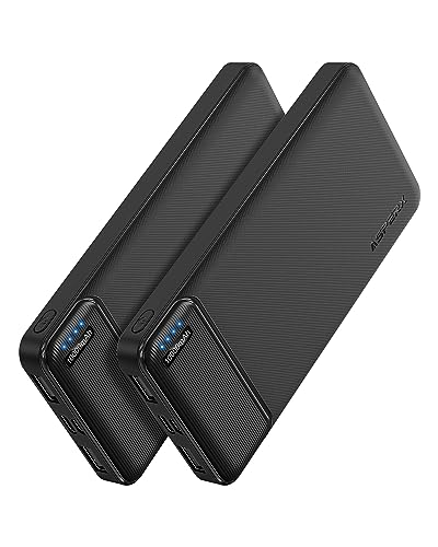 AsperX 2-Pack Power Bank 10000mAh USB C Bateria Portatil Cargador Portatil | Carga Rapida Pila Portatil Powerbank with 3 Output Pila Recargable para iPhone 15 14 13 12 Xiaomi Google LG