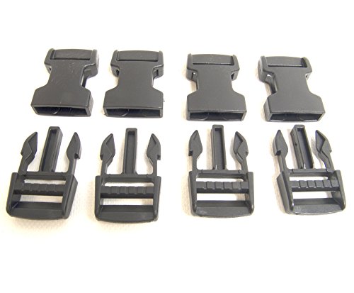 1" Plastic Quick Release Buckle, Clip, Side Release, 4 Piece Set - Shipped from The USA!