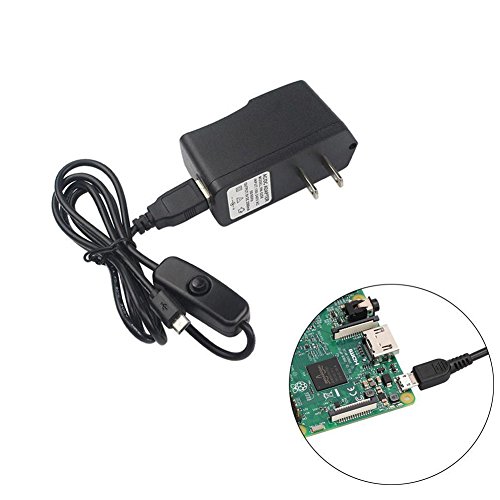 MUZOCT 5V/2.5A Power Supply Micro USB Charger Adapter with On Off Switch for Raspberry Pi 3/2 Model B