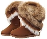 Womens Winter Suede (leather) Snow Ankle Boots Faux Fur Flat Shoes