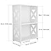 Finether 2-Tier Modular Side Cross Cut-Out Wood Plastic Composite Shelf Unit Bookcase Storage Organizer Display, SGS Certified, White
