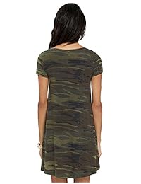 FV RELAY Vestido de verano para dama, informal, manga corta, estampado de camuflaje, elástico, para trabajo