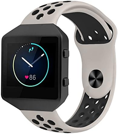 YOUKESI Fitbit Blaze Strap, Silicone Ventilate Replacement Band Wrist Strap With Black Metal Frame For Fitbit Blaze Smart Fitness Watch Men Women (Black/Green)