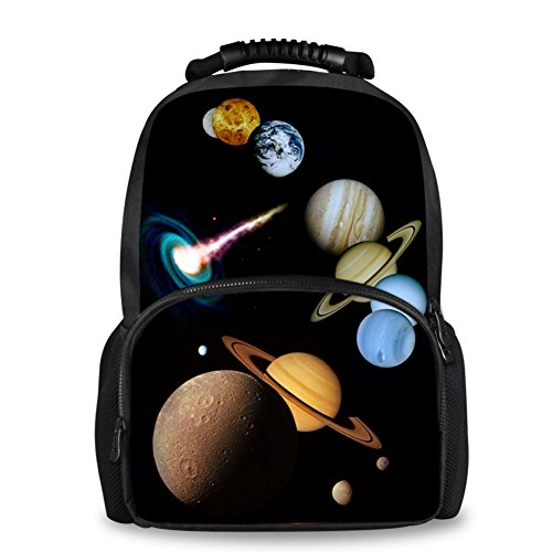 Coloranimal Fashion Galaxy Backpack Universe Planets Pattern Mens Felt Backpack Kids School Bookbags