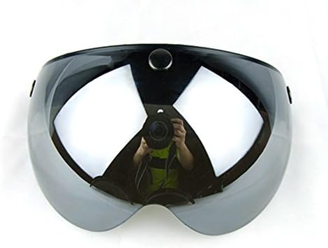 Motorcycle Retro Pilot-Style Open Face Helmet Wind Shield 3 Snap-Button Visor Flip Up Down(Mirrored)