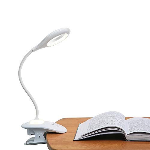 Raniaco Clip LED Reading Light,USB Rechargeable Touch Switch Reading Lamp-with Night Light,3 Adjustable Brightness Bedside Headboard Book Lamp with Day Light and Eye-Care Protection