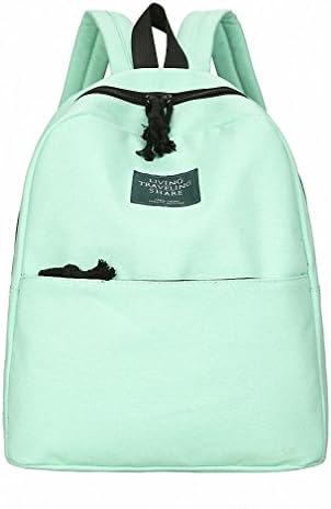 Spring and summer version of solid color canvas shoulder bag middle school students men and women casual backpack couple backpack Mint green
