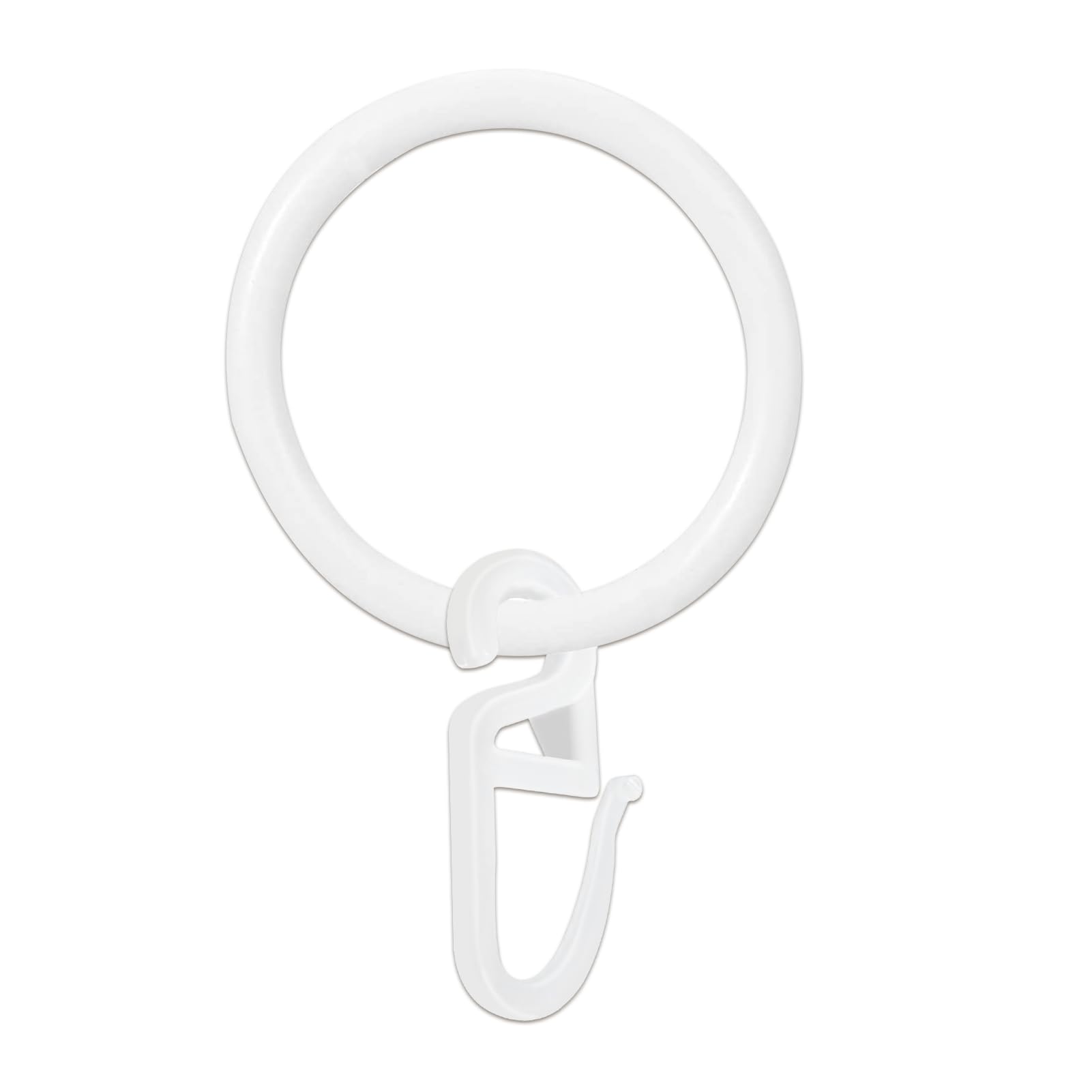50 Pieces Metal Curtains Curtain Rings Curtain Hanging Rings and 50 Pieces Plastic Curtain Hooks, 32 mm Inner Diameter for Window Curtain Bed Curtain Shower Curtain (White)