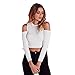 Hengzhi Women's Off Shoulder Shirt Bottoming Long Sleeve Crop Tops Pure Color