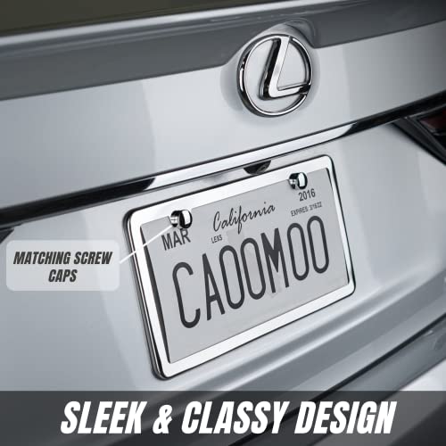 SunplusTrade License Plate Frame, 2 Pack Chrome License Plate Frames, Universal Car License