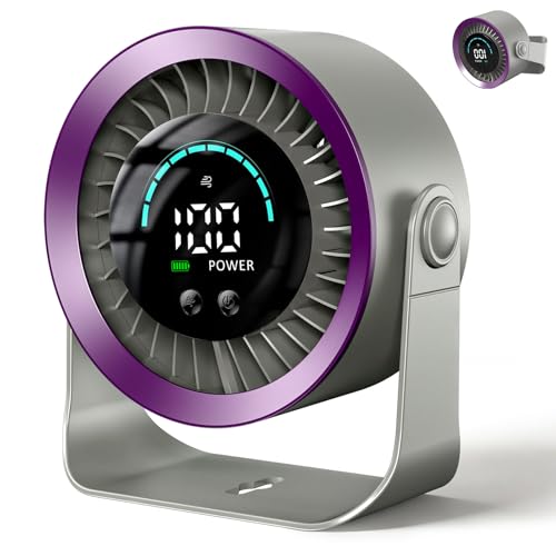 DDKJ Silent Desk Fan 20dB, 100 Speed, 360° Rotation, LED Display, 4000mAh USB-C Rechargeable Battery, 3.5-13 Hour Battery Life, Smart Operation, for Bedroom Dorm Kitchen Office