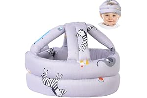 TORASO Baby Helmet, Baby Infant Head Helmet for Crawling, Head Cushion Bumper Bonnet, Soft Headguard for Toddler Learning to Walk, Gray Zoo (1)