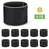 Delxo 10-Pack 3 Gallon Grow Bags Heavy Duty Aeration Fabric Pots Thickened Nonwoven Fabric Pots Plant Grow Bags with Handles