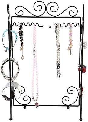 Modern Black Metal 3 Panel Trellis Folding Jewelry Hanger Organizer for Bracelet, Earrings, Necklace