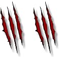 2 Red Ripped Claw Marks 9" Vinyl Sticker Decals Raptor Jurassic Dinosaur Monster Scratches Park Renegade Claws Decal Stickers (Red 9'')