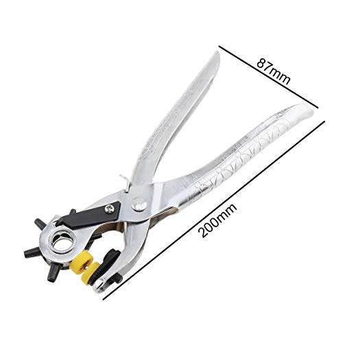 ChgImposs Leather Hole Punch Tool with Eyelets, 6 Sized Heavy Duty Revolving Leather Belt Holes Rivets Punch Hand Pliers Tool