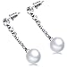 925 Sterling Silver Cubic Zirconia Stud Dangle Pearl Earrings for Women Drop Wedding Earrings