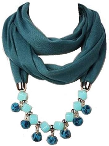 Long bead necklace fashionable, party-ware Poly-cotton scarf/stole