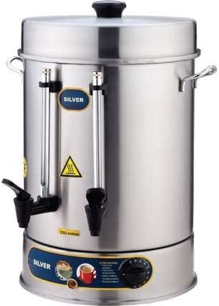 500-CUP EXTRA LARGE STORAGE Stainless Steel Double Compartment and Spigots Commercial industrial Cafe Restaurant Catering Perculator Hot Water Tea Coffee Maker Brewer Brewing Machine Urn Dispenser