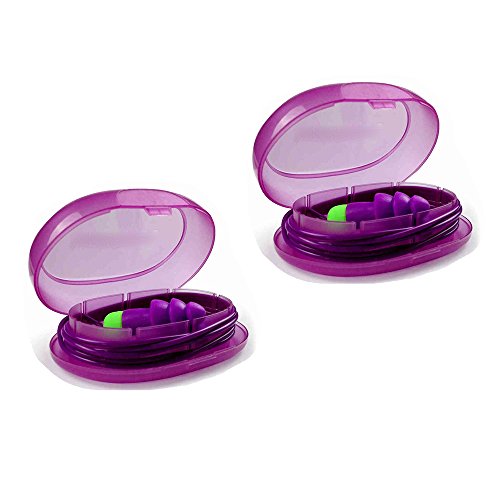 Reusable Soft Silicone Corded Earplugs with Storage Case by JERN for Ear Protection Noise Reduction - Sleeping, Swimming, Work, Water Sports, Travel (2 Pairs / 4 Pcs)