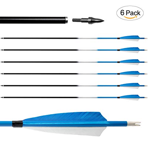 Feather Arrows 31" Archery Hunting Arrows Carbon Targeting Practice Feather Fletching Arrows for Recurve Bows and Longbow with Removable Tips - Thumbnail 2