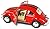 Set of 4 Cars: 5" Classic 1967 Volkswagen Beetle with Racing Stripes 1:32 Scale (Blue/Red/White/Yellow)