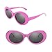 Davachi Clout Goggles Set With Cases Kurt Cobain Oval Sunglasses White, Pink, Pink Lense
