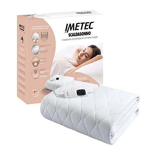 - Cubrecolchón Scaldasonno Adapto Maxi individual, 195 x 90 cm, calentamiento rápido, temperatura constante y personalizada, tejido hipoalergénico acolchado, mando con 6 temperaturas