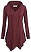 Tencole Long Tops for Women, High Low Long Sleeves Spring Stylish Tunic Sweatshirt Feminine Sexy Embellished Pleated Dress Hoodie Tops Oversized Unique Hooded T Shirts Halloween Outfits Wine XL