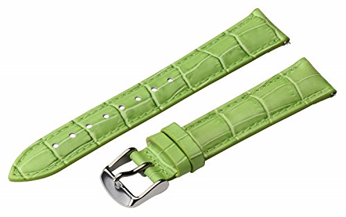 20mm 2 Piece Ss Leather Classic Croco Grain Grass Green Interchangeable Replacement Watch Band Strap
