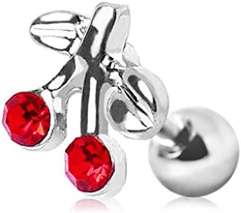 Surgical Steel Red CZ Cherry Cartilage Earring FSH