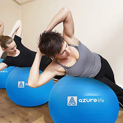 A AZURELIFE Professional Grade Exercise Ball, Anti-Burst&Non-Slip Stability Balance Ball with Quick Pump Included, Multiple Sizes&Colors, Perfect for Birthing, Yoga, Pilates, Desk Chairs&Therapy - Thumbnail 3