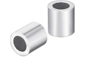 uxcell Aluminum Wire Rope Stop Sleeve Round Cable Ferrule Loop for 3/16" Wire Rope Pack of 50