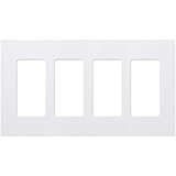 Lutron Claro Light Switch Cover Plate, 4 Gang Wallplate, for Decorator Light Switches, Rocker Light Switch Cover, Outlet Cover, Screwless Switch Plate Cover, Gloss, CW-4-WH-12, White, 12 Pack