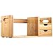 Ollieroo Natural Bamboo Desk Organizer with Extendable Storage for Office and Home, CD Holder Media Rack