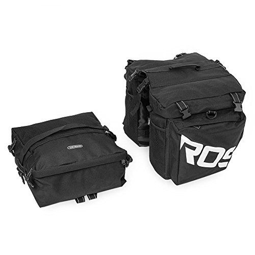 COTEetCI Bicycle Saddle Bag Pannier Rear Rack Bag Large Carrier Bag 3 in 1 Luggage Bag Black - Thumbnail 2