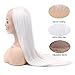 Morvally 24 inches Long Straight Lace Front Wigs 1001# Platinum White Natural Heat Resistant Synthetic Hair Free Part Half Hand Tied Glueless Wig for Cosplay Daily Wear