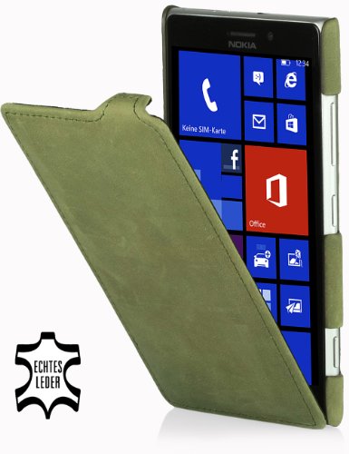 StilGut UltraSlim Genuine Leather Case for Nokia Lumia 925, old style lawn green