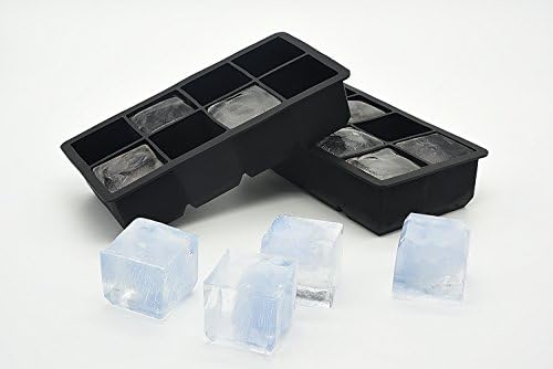 hyhjh Silicone Whiskey Ice Cubes, Set of 2, 8 Grids,No Odor or Aftertaste (black)