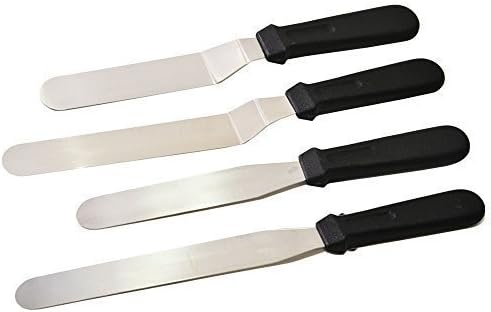 Professional 6" &amp; 8" Blade Offset Spatulas, 6" &amp; 8" Blade Straight Spatulas for Decorating Cakes,Pastries,Cupcakes-4 Pieces Set of Stainless Steel Spatulas