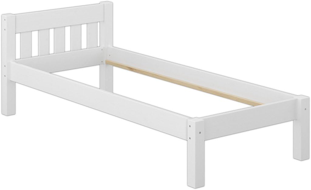 Erst-Holz Einzelbett Weiß 120x200 - Massiv Kiefer Futonbett Ohne Rollrost