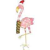 Christmas Lighted Tinsel Flamingo with Scarf