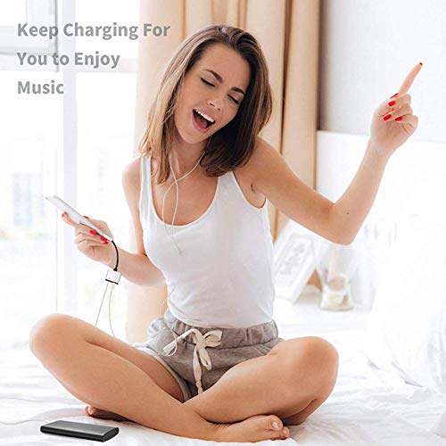 Headphones Adaptor for iPhone Xs/Xs Max/XR/ 8/8Plus/X(10)/7/7Plus to 3.5mm Jack Converter Car Charge Accessories Cables & Audio Connector 2 in 1 Earphone Splitter Adaptor Support All iOS Syste -Silver