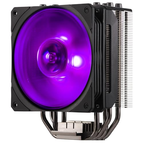 Cooler Master Hyper 212 RGB Black Edition CPU Air Cooler with LGA1700Bracket - 4 Continuous Direct Contact Heat Pipes with Fins, SF120R RGB Fan, Optional Push-Pull Fan Configuration - Black RGB