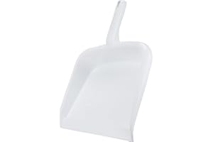 SPARTA Large Handheld Dustpan with Hanging Hole, Heavy-Duty Plastic Dustpan with Wide Lip for Countertops and Surfaces, Plastic, 10 Inches, White