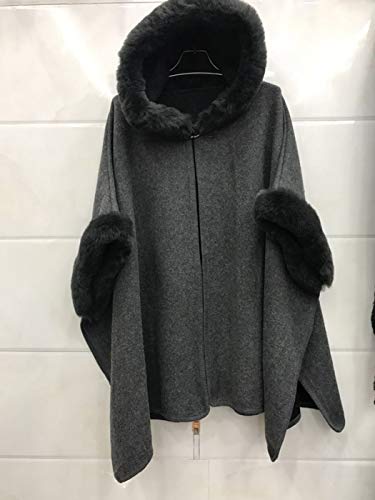 Tngan Women's Cardigan Shawl Cape Cloak Winter Warm Hoodie Cardigan Coat Dark Grey - Thumbnail 2